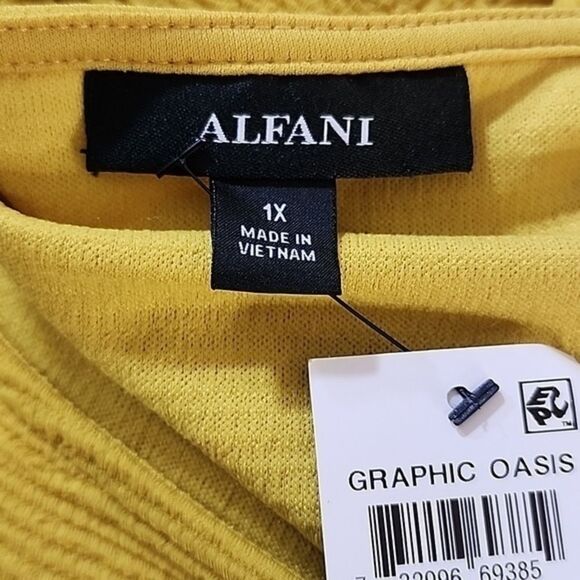 NWT Alfani Yellow Asymmetrical Sleeveless Top Size 1X - Picture 14 of 16